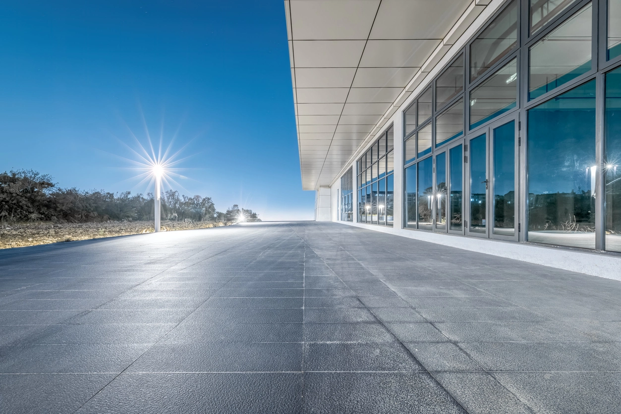 wide dynamic range security camera monitoring glass door building entrance