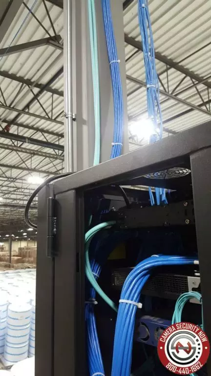 Security camera cabling neatly organized and run