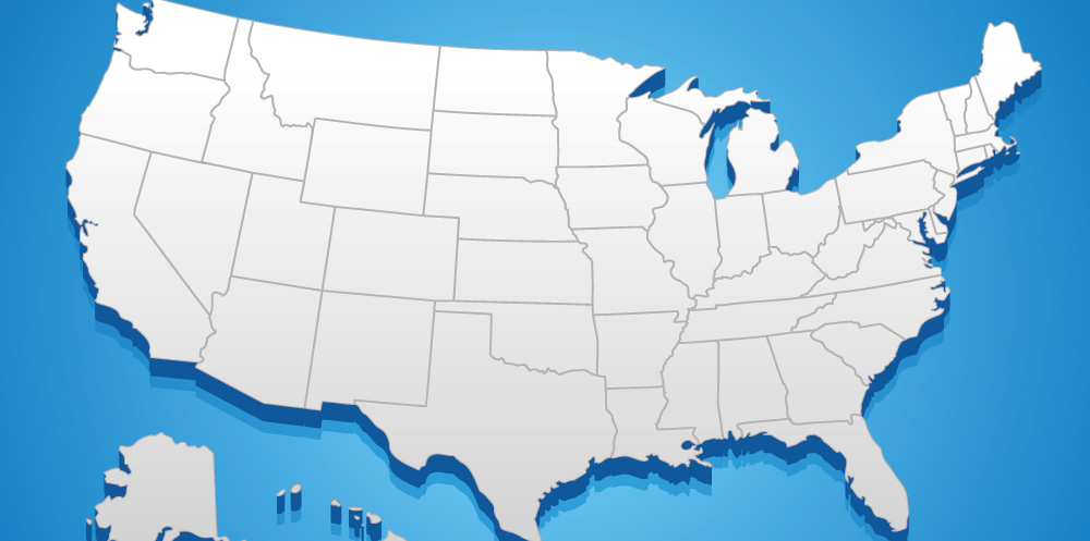 A map of the  United States