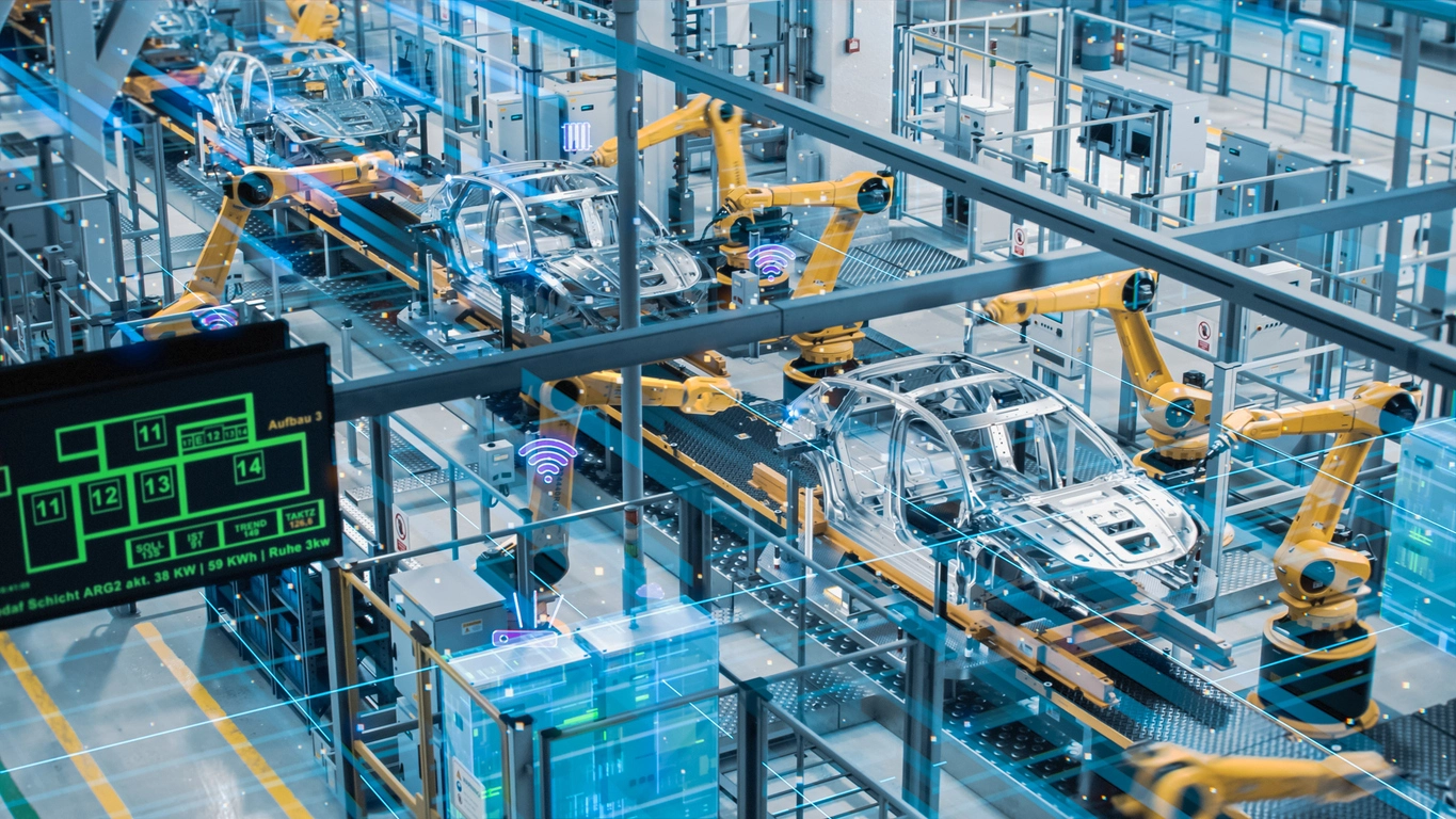automotive factory assembly line surveillance cameras