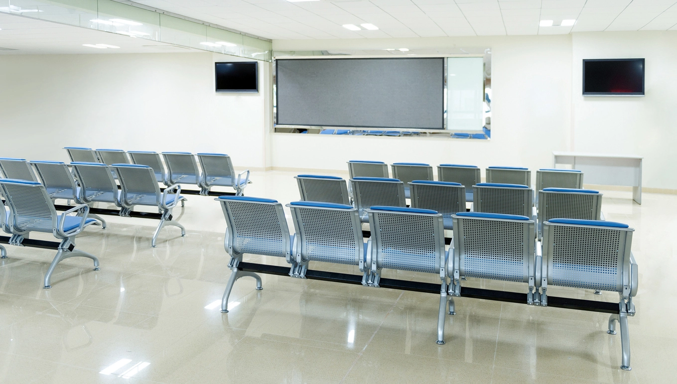 Medical office waiting area monitored by commercial security cameras