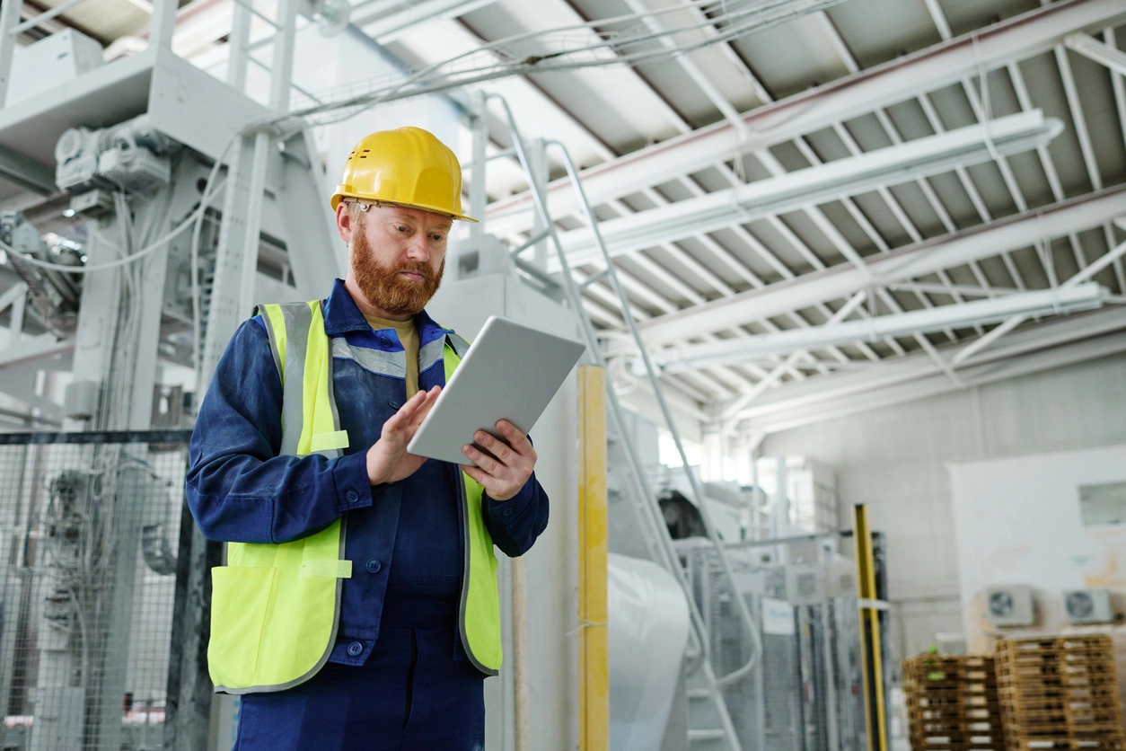 Industrial production area monitored for workplace safety