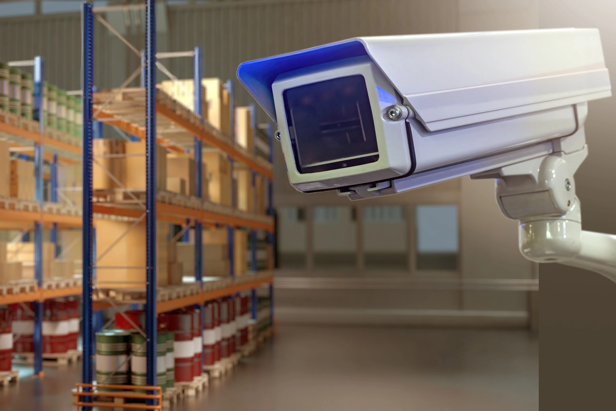 Warehouse aisle monitored for safety and operational activity
