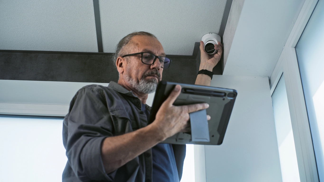 security camera technician providing installation and service support