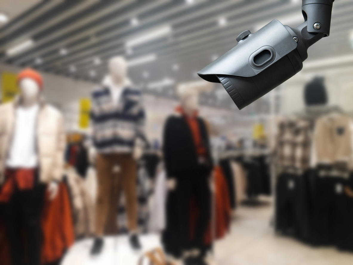 dummy security camera used as visual deterrent in retail store
