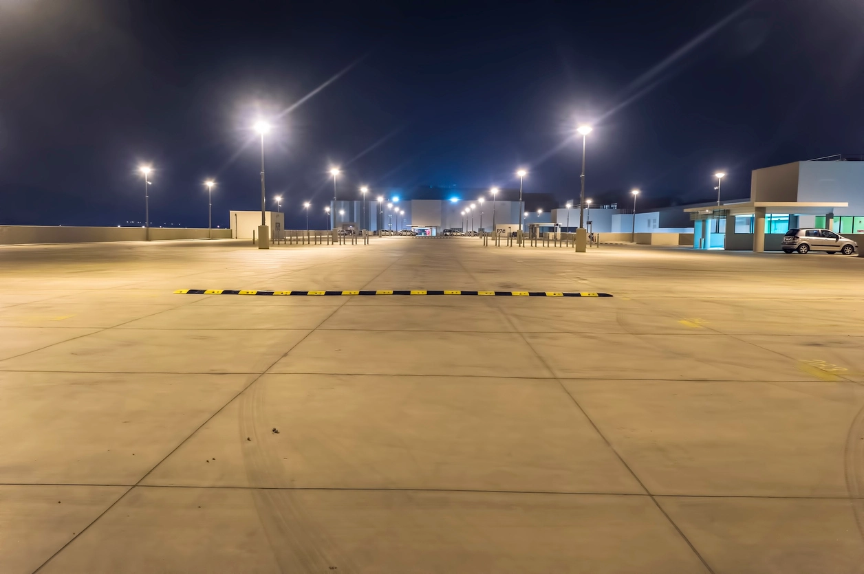 representative campus entrance area with full-color nighttime surveillance