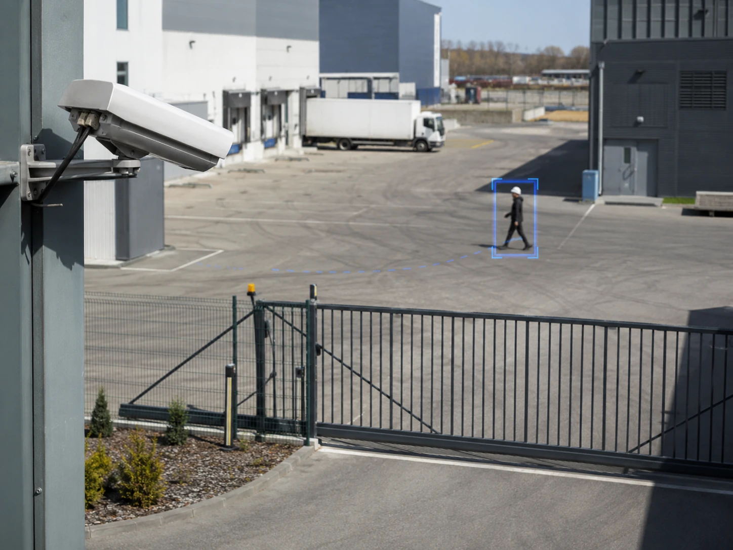 Restricted commercial area monitored with object tracking analytics