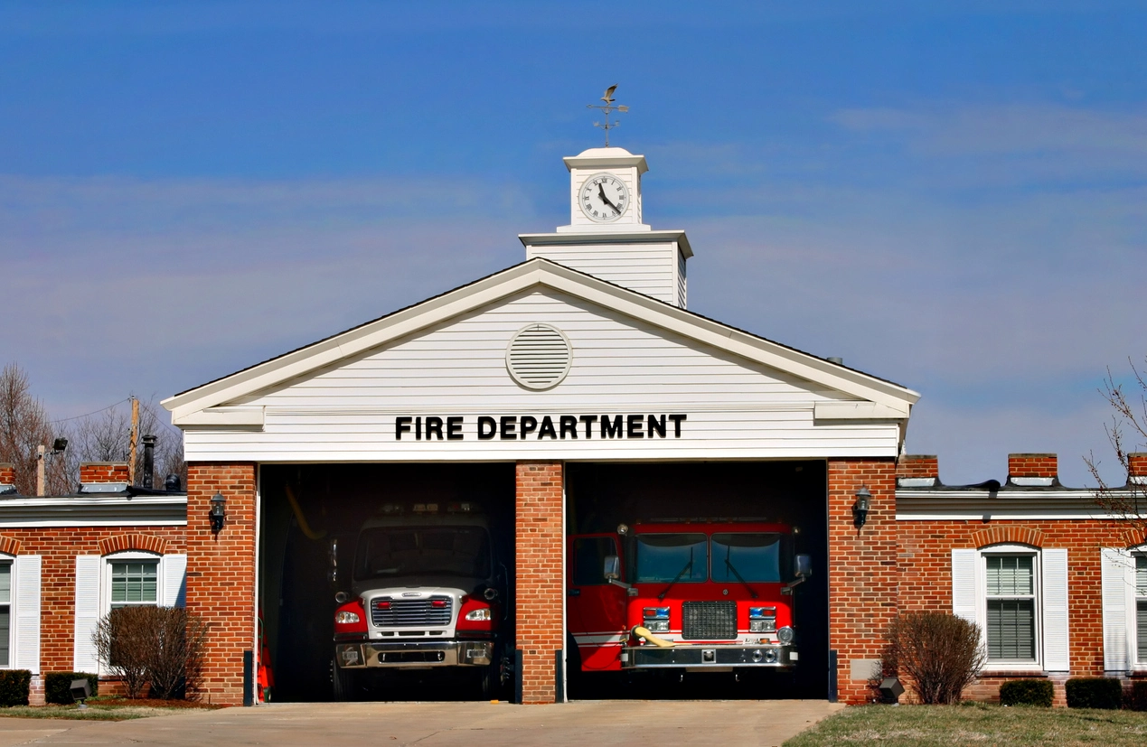 Fire department facility monitored by commercial security cameras