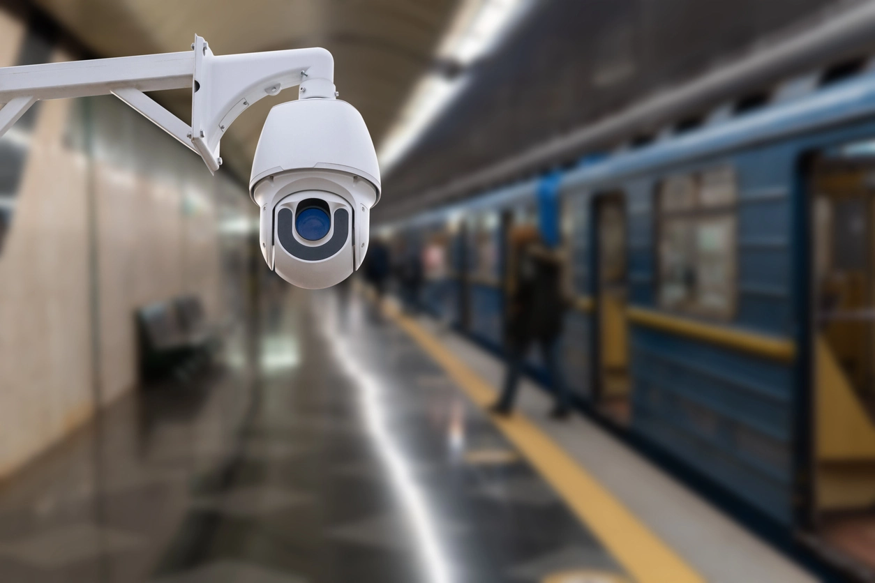 Transit platform monitored by commercial security cameras